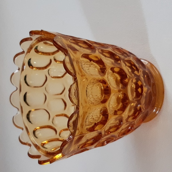 Vintage Fenton, Amber Glass Colonial Thumbprint Sugar Bowl - Picture 10 of 11